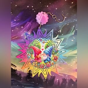 NEW 8” Colorful Rainbow Gnome Sunburst Wind spinner
